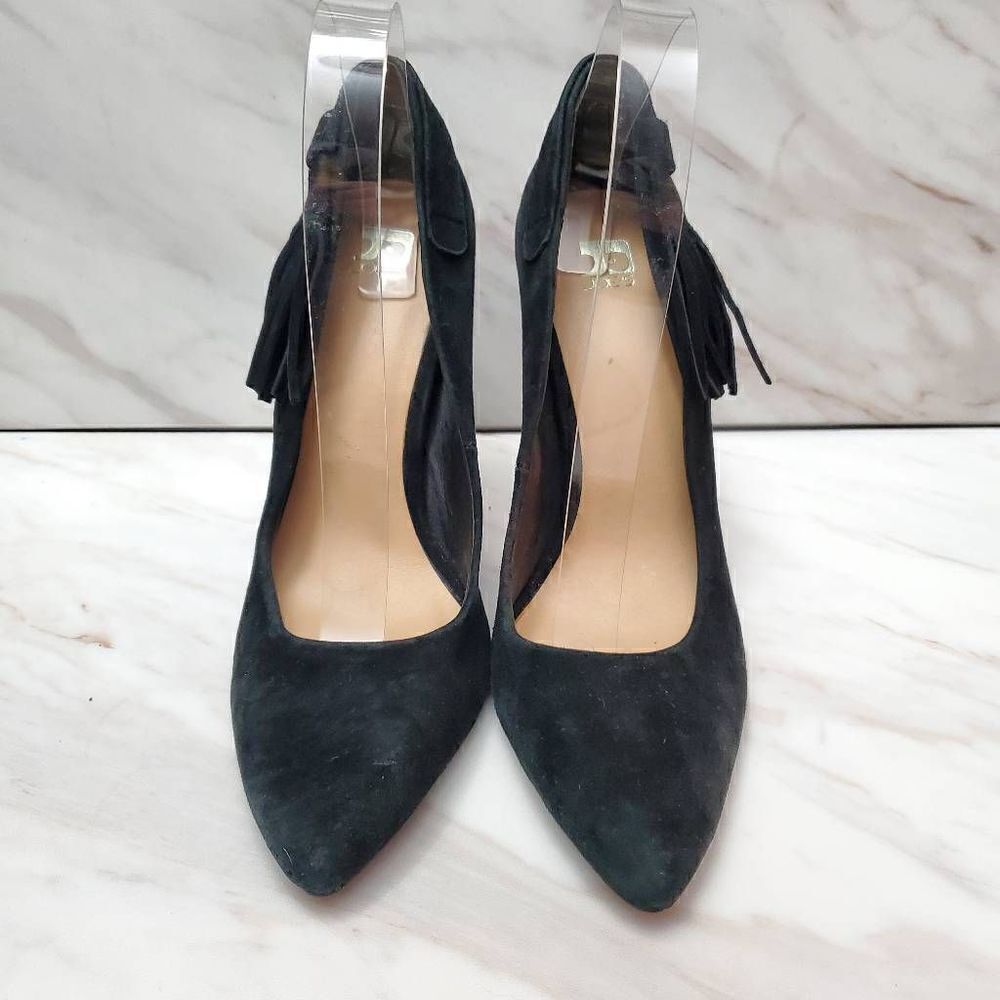 Joe's Black Fringe Suede Pointed Toe Pumps Size 8.5 - Picture 2 of 8